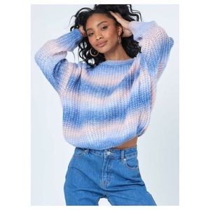 Princess Polly Pastel Blue Pink Purple Stripe Knit Sweater Top S/M